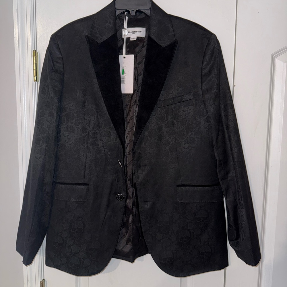 Karl Lagerfeld Charcoal Skull Motif Jacket